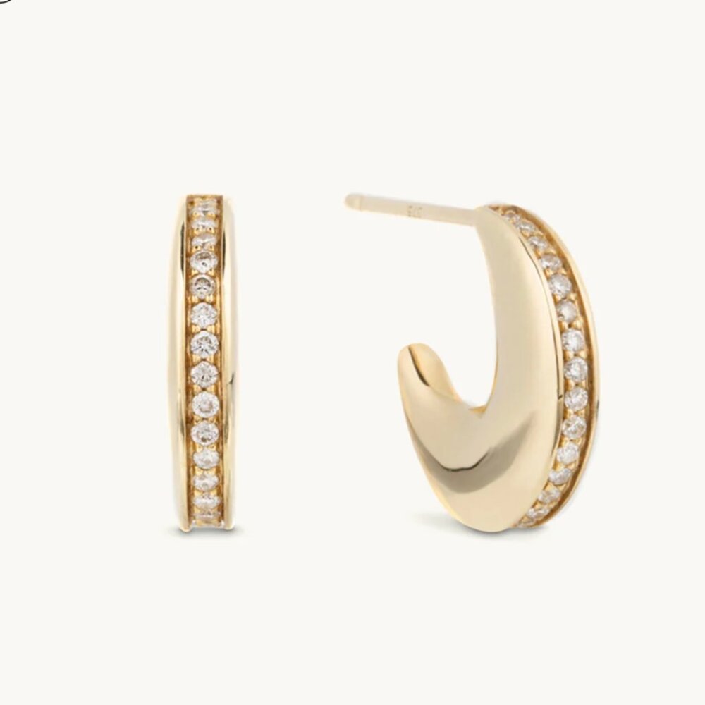 By Pariah 9K Gold Diamond Linings Huggies Earrings